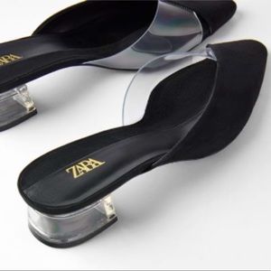 ZARA Black Heeled Mules -NEW With Tags - Size 9